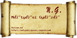Mátyási Győző névjegykártya